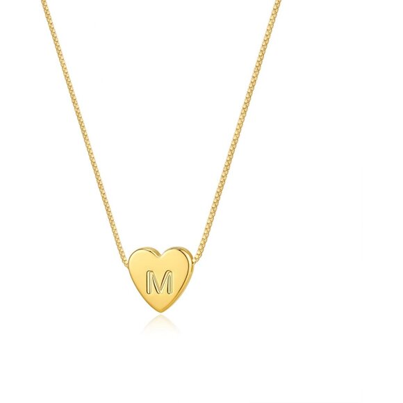Jewelry - Elegant 14k Gold-Plated Heart Initial Necklace - Personalized Jewelry for Women